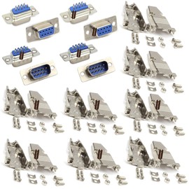 Ltvystore 16Pcs RS232 Parallel Serial Port DB9 9 Pin D Sub Male/Female Connector & Metal DB9 Shell Cover