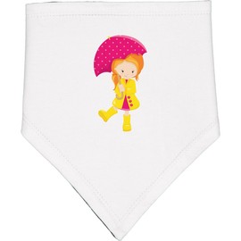 inktastic Girl in Raincoat, Girl with Umbrella, Orange Hair Baby Bandana Bib White and Black 460b2