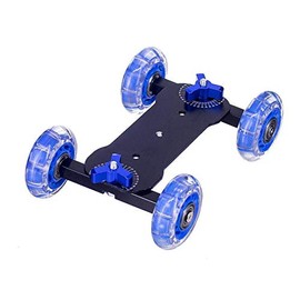 Zeadio Tabletop Portable Dolly Mini Rail Car Slider Skater Wheel Track Stabilizer for DSLR Camera Video DC - Blue