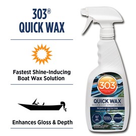 303 Marine Quick Wax - Quick & Easy - 90 Days Of Protection - Provides a Slick, Protective, Glossy Shine - Use On Wet / Dry Surfaces - Carnauba Wax, 32oz. (30213)