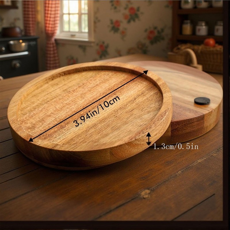 Acacia Wood Coasters with Lip for Drinks Set of 4,