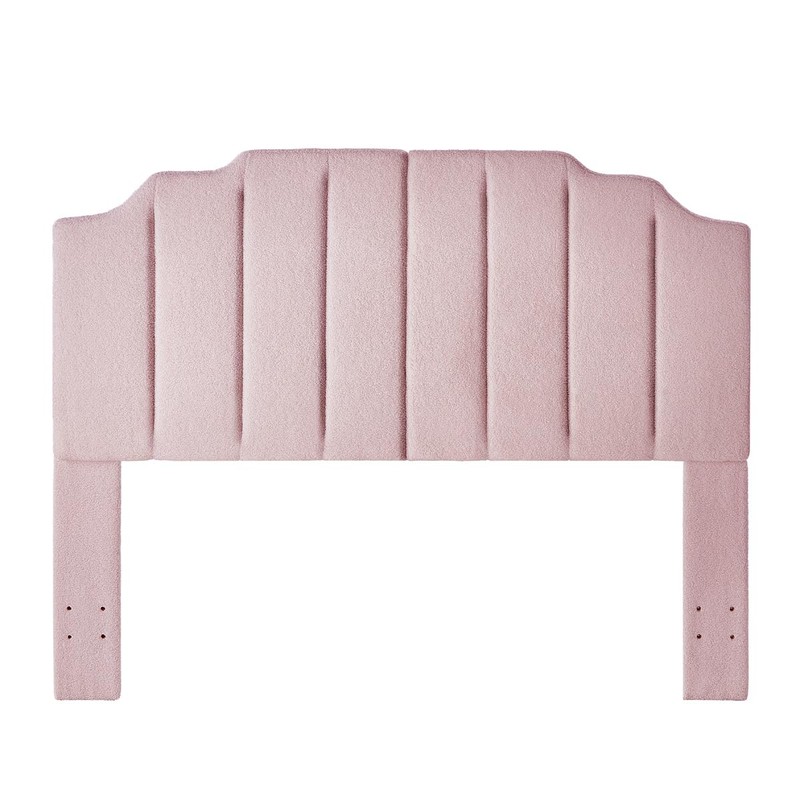 24KF Pink Teddy Fabric Tufted for Queen Upholstered Headboard, Modern