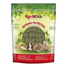 Redkite Cubos de Alfalfa Natural para Conejos, Cuyos, Chinchillas y Otros Herbívoros, 1 kg - Rico en Fibra y Calcio