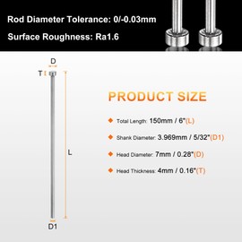 HARFINGTON Straight Ejector Pins 5/32" Dia 150mm (6") Long SKD61 Round Tip Punches Steel Ejector Pin Punch for Die Manufacturing Mechanical Maintenance