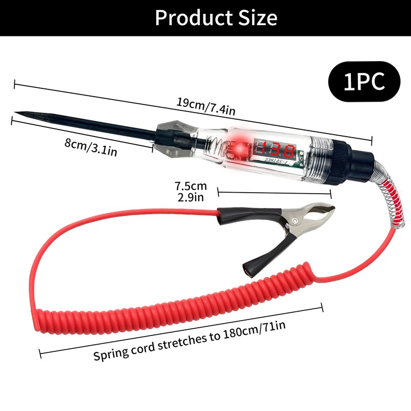 Circuit Tester, 3-120 V Digital Test Light LED Display Automotive