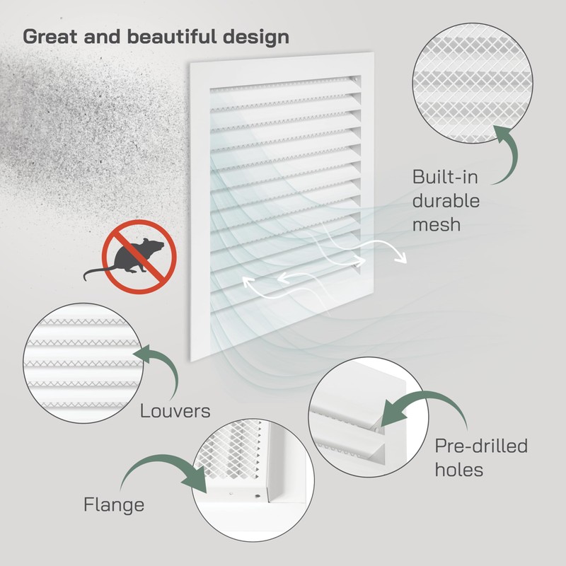 Vent Systems 12" x 12" Inch White Square Register Vent