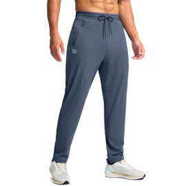 G Gradual Men's 30"/32"/34"/36" Inseam Tall Sweatpants with Zipper Pockets Stretch Long Joggers Athletic Workout Pants Men(Dusty Blue,36-L)