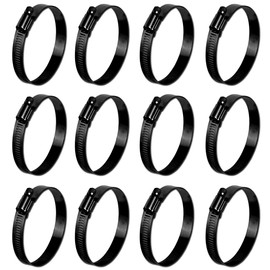 ISPINNER - Abrazadera de manguera de engranaje helicoidal ajustable de acero inoxidable de 2 pulgadas, rango de tamaño de 27-51 mm, abrazadera de línea de combustible para fontanería, aplicación automotriz y mecánica (negro)