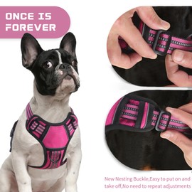 BUMBIN Dog Harness for Large Dogs, No Pull Adjustable No Choke Pet Vest with Dog Leash Fit Smart Reflective Pet Walking Harness for Training Easy Control Soft Handle Rose Red S