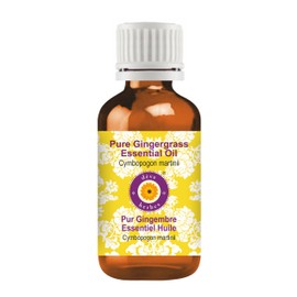 Deve Herbes Pure Gingergrass Essential Oil (Cymbopogon martinii) Steam Distilled 10ml (0.33 oz)
