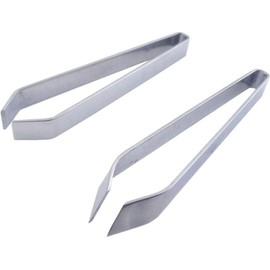 Silver Stainless Steel Tweezers Slant Tip Plucking Tweezers Chicken Feather Clip Herringbone Clamp Hair Tweezers Kitchen Utensils Silver 2pcs，Kitchen and Table Linens