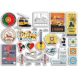 Lisbon Sticker Set, A5 Sheets, Vinyl Sticker for Luggage or Laptop, Portugal 79033