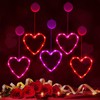 Baquler 5 Pcs Timed Window Lights Hanging Red Heart Lights