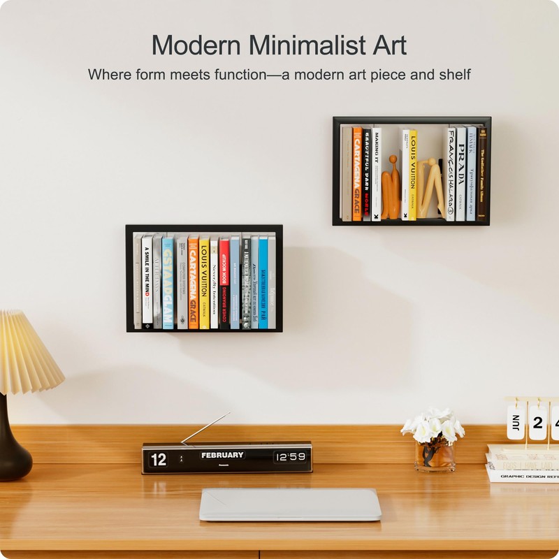 BUTUNITA Floating Book Frame Wall Mount - Invisible Metal Bookshelves