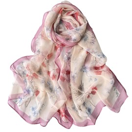 MUNSKT Summer Scarf Women's Thin Chiffon Scarf Lightweight for Beach Everyday Party Banquet, Glitter Pink