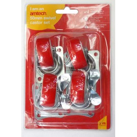 Amtech S5670 Swivel Castor Set 4 x 2” (50mm), Wheels for Moving Furniture with 140kg Loading Capacity, Non-Marking