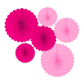 Dark Pink and Pink Round Party Hanging Paper Fans Decorations Set, Pack of 6