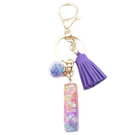 Xsclpomddy A-Z Initials Letter Keychain Crystal Pink with Tassel Pendant for Wallet Backpack Handbags Women Girls,I