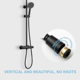 OFFO Shower Hose,Stainless Steel Replacement High Pressure Shower Pipe Anti-Kink Shower Hose for Bath Taps Matte Black,1.5m