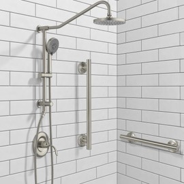 Lava Odoro Shower Grab Bar, Modern Set Stainless Steel Handicap Grab Bar for Bathtubs and Showers, Shower Safety Bar for Seniors Disabled, ADA-Compliant (Brushed Nickel, 12 Inch)