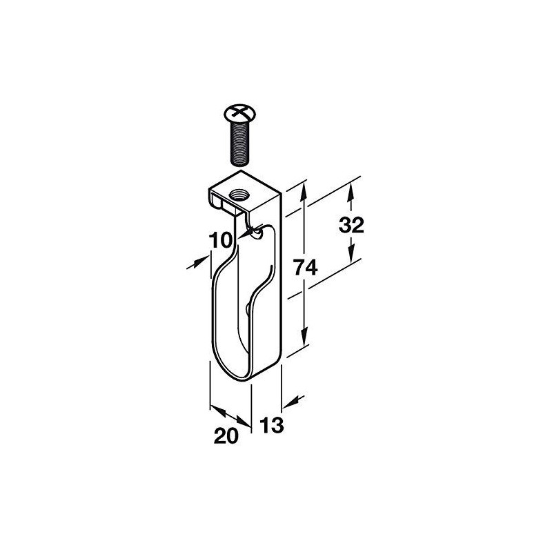 Oval Wardrobe Rail Hanging END Supports Rail Brackets 15mm Wide