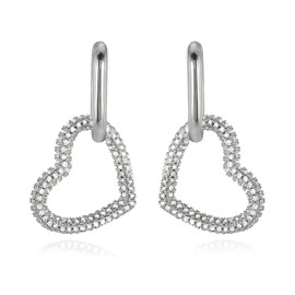 KOSE 14K Gold Huggie Hoop Earrings Heart Drop and Dangle Earrings for women Gold and White Gold Plating, Small, Brass, Cubic Zirconia