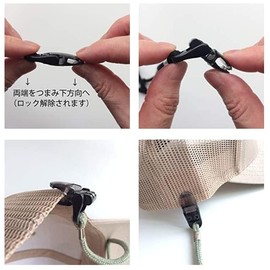 Tabarua 1016 Removable Strap, Hat Strap, Hat Clip, M Clip, Made in Japan, For Outdoor Activities, Marine Sports, Surfing, Camping, Fishing, Hat Clip, gray