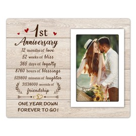 1st Anniversary Romantic Gifts for Him Her - One Year Paper Anniversary Picture Frame Gifts for 4x6 Photos - 1 Year Anniversary Valentines Gifts for Boyfriend Girlfriend Couple