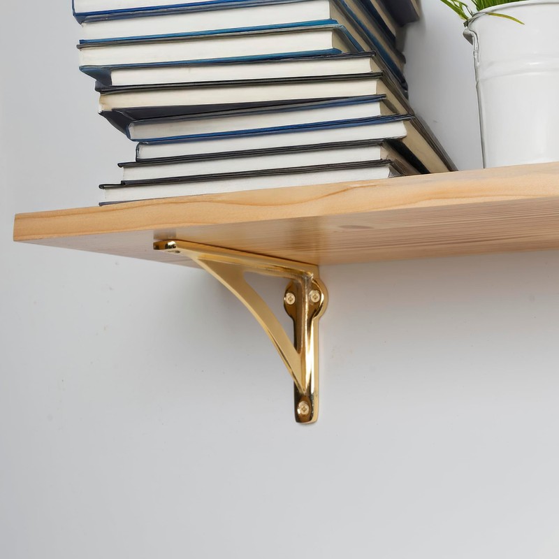 EDUWURXS Ironbridge Brass-Plated Shelf Brackets | Heavy Duty Wall Brackets