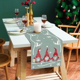 JOTOM Christmas Table Runner Rectangle Table Cloth and Runners Xmas Gnomes Holiday Kitchen Dining Table Runners Gift Tablecloth for Home Winter Party Christmas Outdoor Decor 13x72 Inch (Dwarfs)