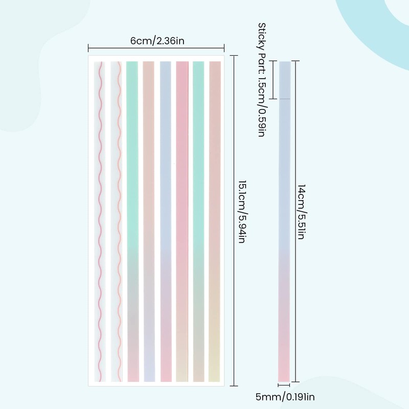 NEWEST 960 Pieces Transparent Highlighter Strips for Reading, Gradient Removable
