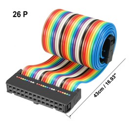 sourcing map IDC Ribbon Cable Coloured Rainbow Colour Wire 26 Pins 43 cm Length 2.54 mm Distance Type C