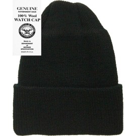 Government Contractors Watch Cap - Wool GI Type Made in US, Black, One Size 3 Pack
