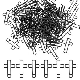100pcs Cross Paper Clips, Bible Cross Shape Paper Clip Christian Page Markers Bible Study Accessories for Women Men Christian Gift (Black)