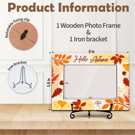 HandEasy Hello Fall Picture Frame 4×6, Maple Leaves Theme Decorations for Home Office, Thanksgiving Photo Frame Gift for Kids Adults - XK09