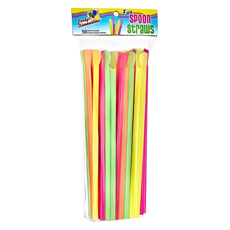 Vibrant Multicolor Neon Plastic Straws - 10" (50 Pack) -