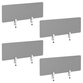 Yeaborn Desk Divider 4 Pcs Desk Privacy Panel 47.2''L x 15.8W'' Office Partitions Grey Acrylic Panel Pack of 4 Desk Divider Partition with Adjustable Universal Base