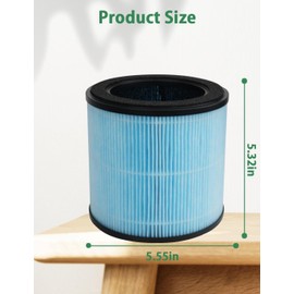 BBT BAMBOOST H201 HEPA Filter Compatible with TEC.Bean JH50G-M and Homvana H201 Air Purifier, H13 3-in-1 True HEPA and High-Efficiency Activated Carbon Filter, 2 Pack