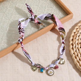 Titayen Vintage Silk Satin Necklace for Women Bandana Necklace Choker Necklace Fashion Adjustable Jewelry(style3)