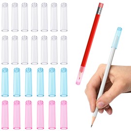 Maxqzin 24PCS Pencil Cap, Clear Pencil Toppers Plastic Pencil Cap Portable Pencil Caps for Wooden Pencils Colorful Pencil Cover for School Office Supplies
