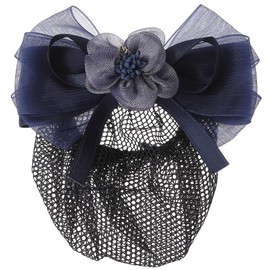 GLOBAL BOX Ribbon Barrette with Net for Easy Hair Combos Formal Black Navy Pink