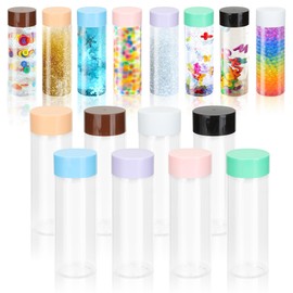 FARQAN 16 Pcs Sensory Bottles with Lids, 13.5 oz Leakproof Clear Plastic Water Bottles Reusable Empty Sensory Bottles for Sensory Crafts Classroom Handmade Party Supply (Multi Colors)