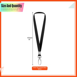 Tanstic 50Pcs Black Lanyards Kit, Flat Lanyard Bulk with Swivel Hook Clip for Office ID Badges Key Chains