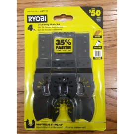 RYOBI A24401 4-Piece Wood ,Plastic and Drywall Oscillating Multi-Tool Blade Set.
