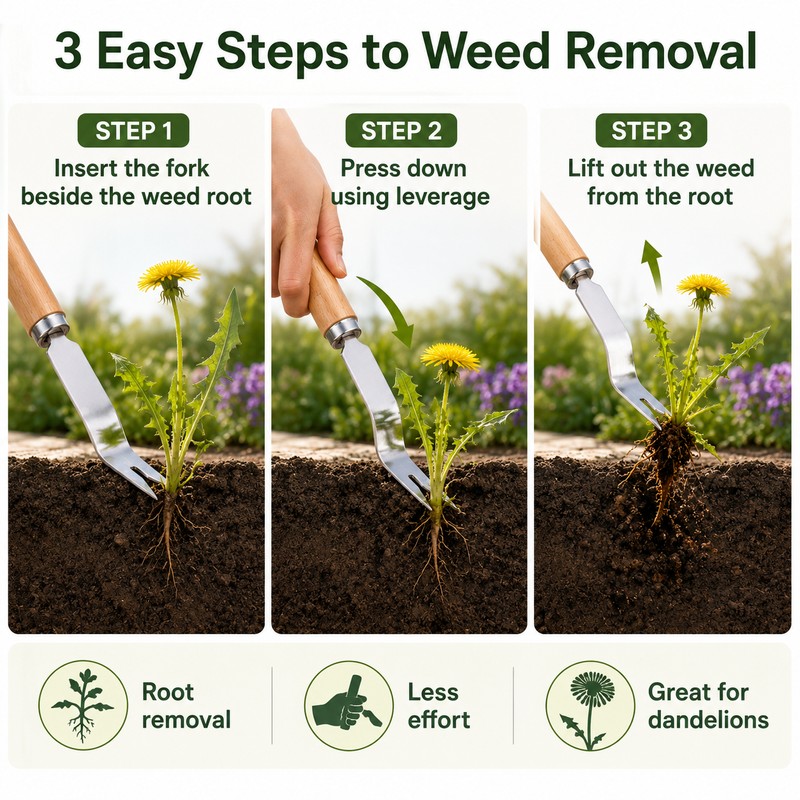 Stainless Steel Hand Weeder for Garden Weed Removal – Y-Shaped