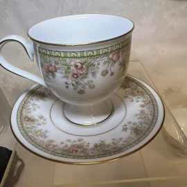 NORITAKE IRELAND” MORNING JEWEL” # 2767 FOOTED CUP & SAUCER