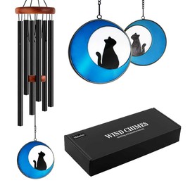 Mibetsi Sympathy Wind Chimes Outdoor,Sympathy Gifts for Lost a Cat, Pet Loss Gifts,Black,36 Inches