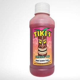 Tiki's Shaved Ice and Snow Cone UnSweetened Flavor CONCENTRATE For Snow Cone Syrup and Flavoring For Beverages and Desserts (Pink Lemon Sour)