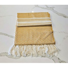 ALKIMIA INC Mexican Handmade Cotton Dotted Rebozo Shawl, Honey, Large