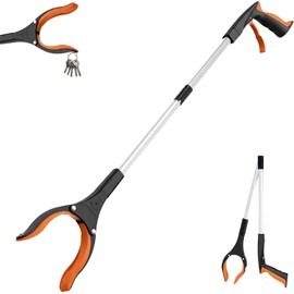 Litter Picker Grabber Stick 32 Inch – Heavy Duty Litter Pickers Grabber, Hand Tools & Disabled aids – Long Reach Rubbish Picker, Lightweight Aluminium with Magnetic Grip (Orange)